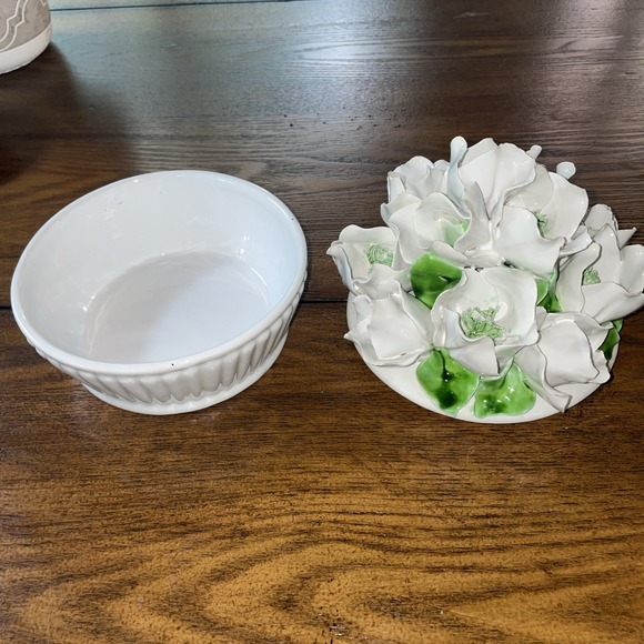 Meiselman‎ Made in Italy K261 Porcelain White Floral Lid Dish Jar Stunning Vtg - Picture 3 of 12